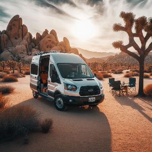 Ford Transit camper van, van life in Joshua Tree at sunset (9)